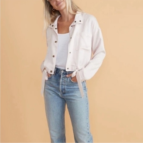 NWT Marine Layer Soft Pink Oslo Tie Hem Utility Jacket X-Small - Picture 1 of 11